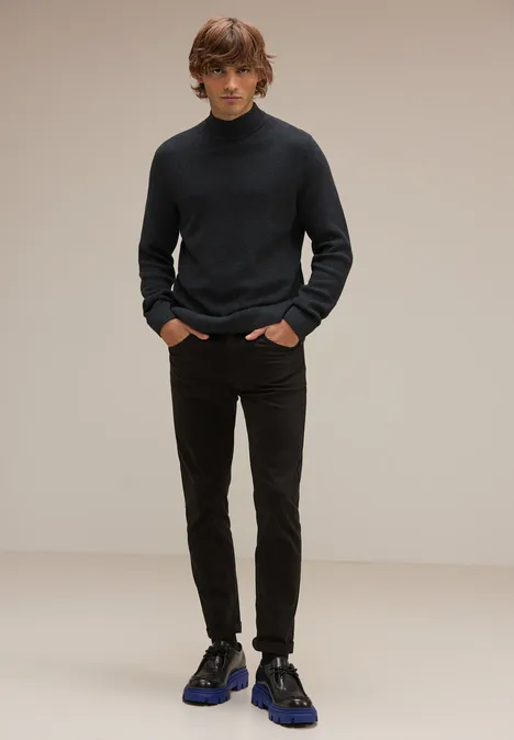 Wollmix Stehkragenpullover anthra grey melange