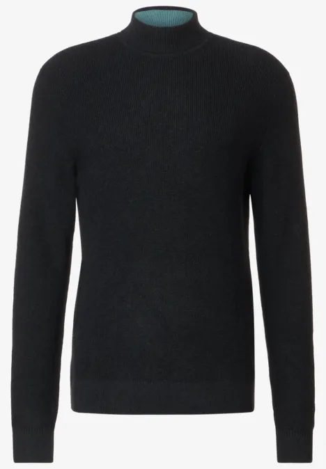 Wollmix Stehkragenpullover anthra grey melange