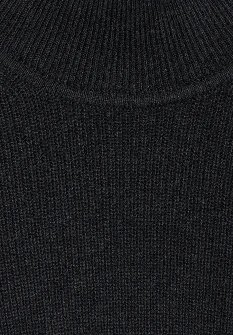 Wollmix Stehkragenpullover anthra grey melange