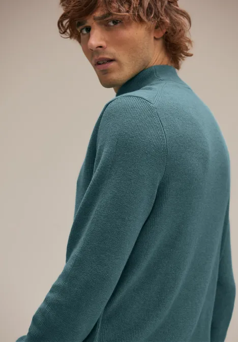 Pull-over à col montant dans un mélange de laine turquoise green melange Pull-over à col montant dans un mélange de laine turquoise green melange