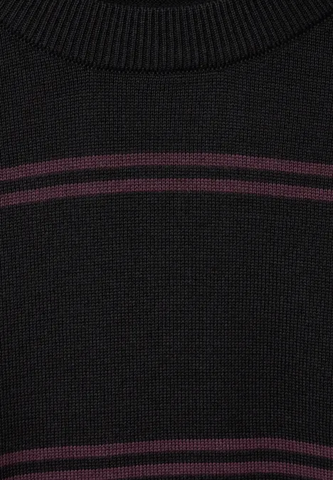 Feinstrick Streifenpullover Black
