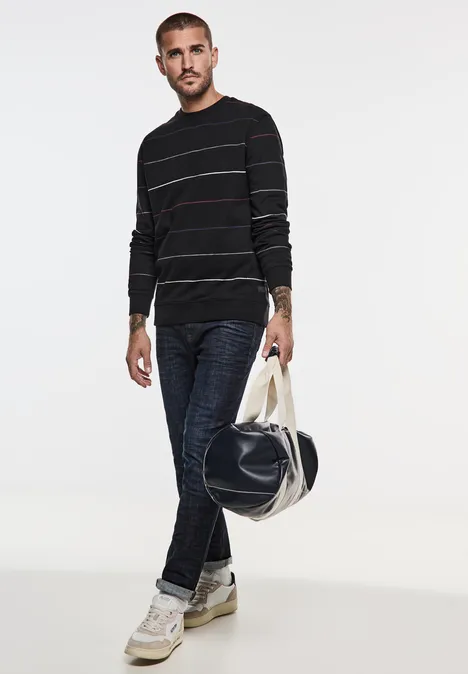 Sweatshirt mit Streifen Black