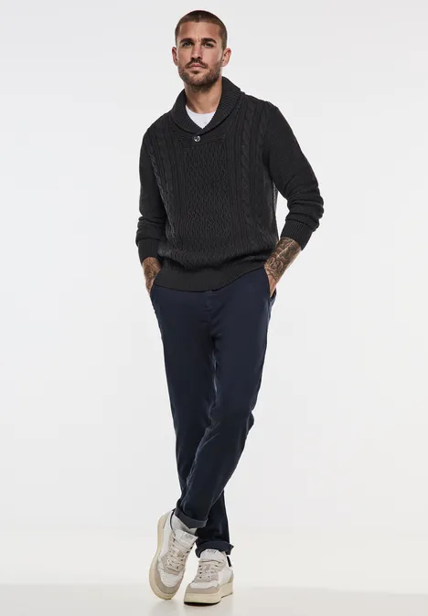 Pullover mit Strickmuster anthra grey melange