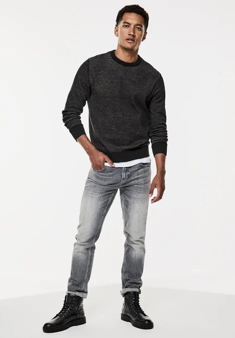 Pullover in Two Tone Optik Black