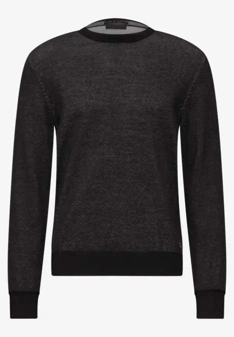 Pullover in Two Tone Optik Black