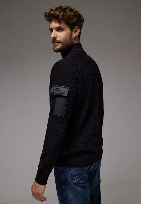 Materialmix Pullover Black