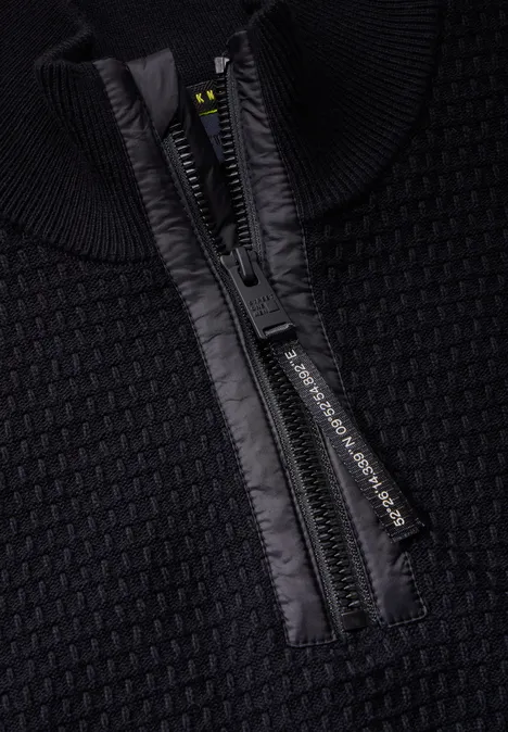 Materialmix Pullover Black