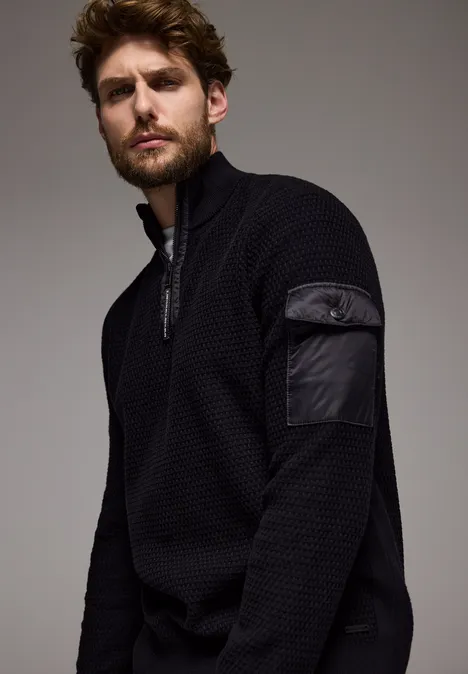 Materialmix Pullover Black