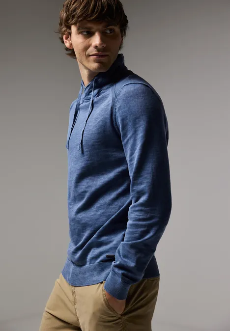 Pullover in Washed-Optik casual blue