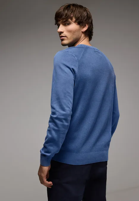 Pullover in Washed-Optik casual blue