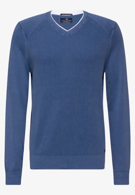 Pullover in Washed-Optik casual blue