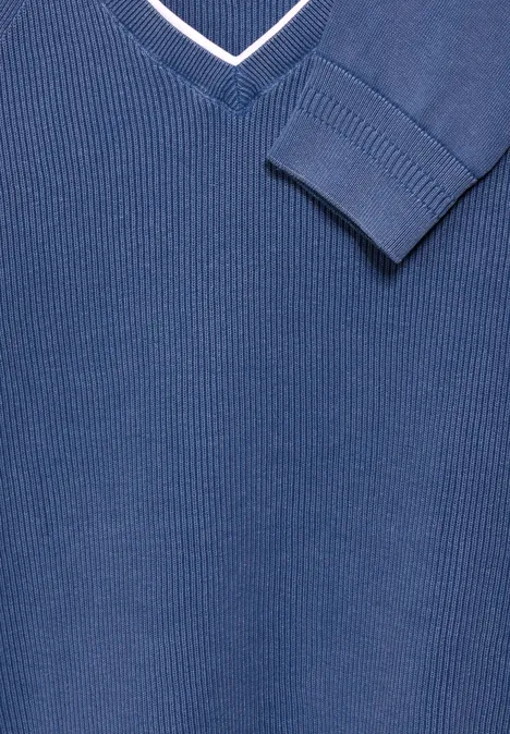Pullover in Washed-Optik casual blue