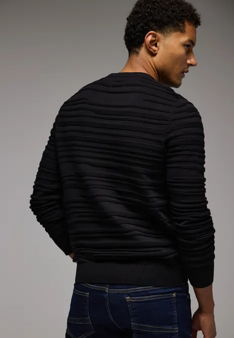 Pullover mit Strukturstreifen Black