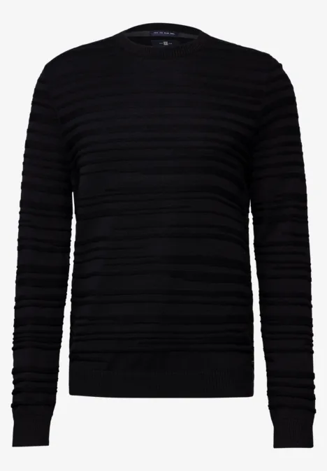 Pullover mit Strukturstreifen Black