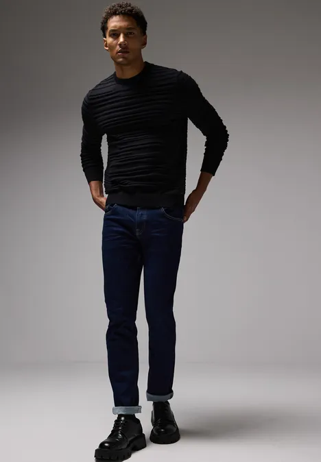 Pullover mit Strukturstreifen Black