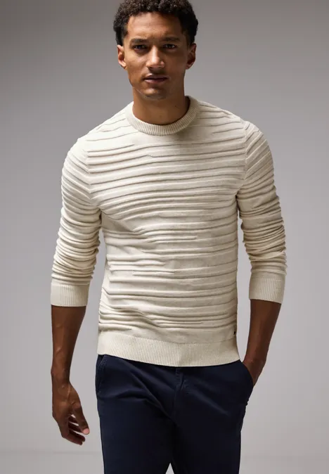Pullover mit Strukturstreifen tender beige melange