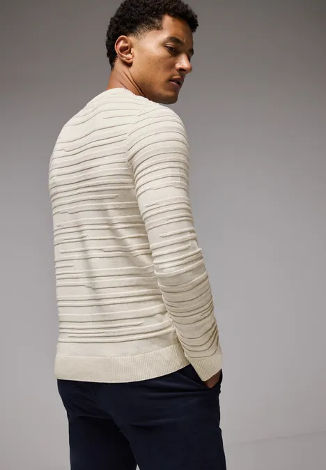 Pullover mit Strukturstreifen tender beige melange