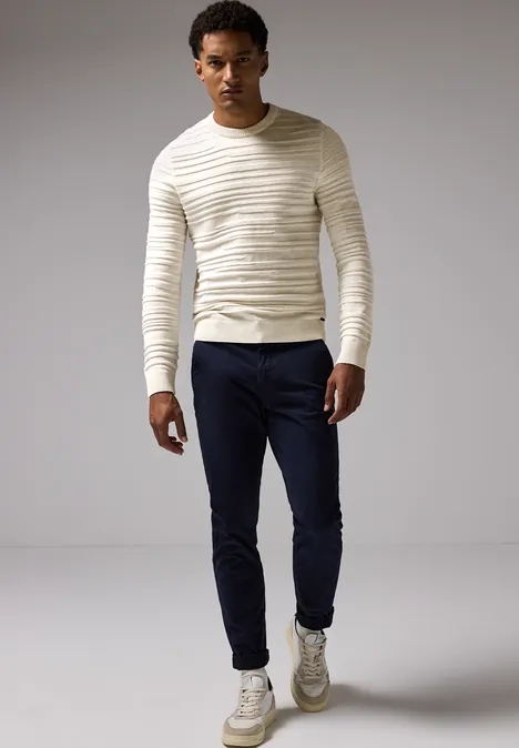 Pullover mit Strukturstreifen tender beige melange