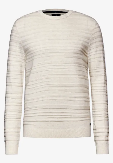 Pullover mit Strukturstreifen tender beige melange