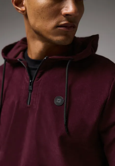 Corduroy hoodie crimson red