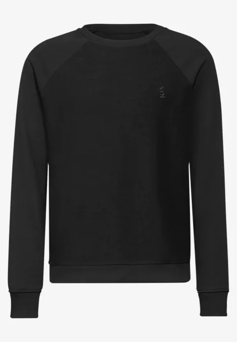 Sweatshirt mit Strukturmix Black