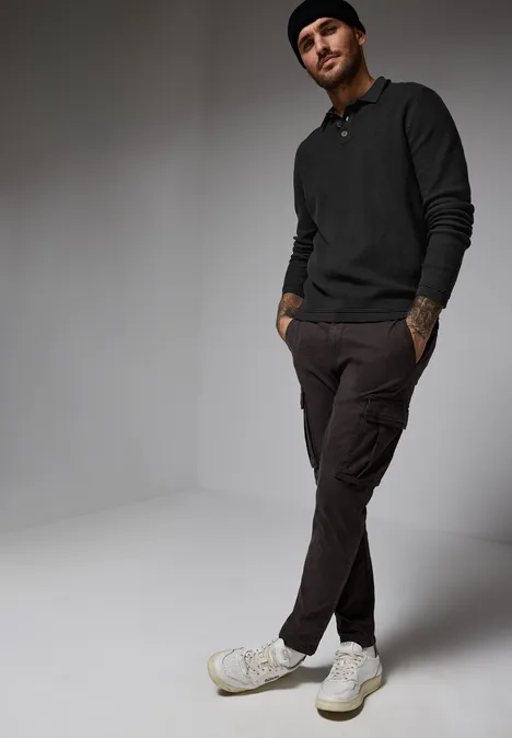 Polo-Strickpullover Black