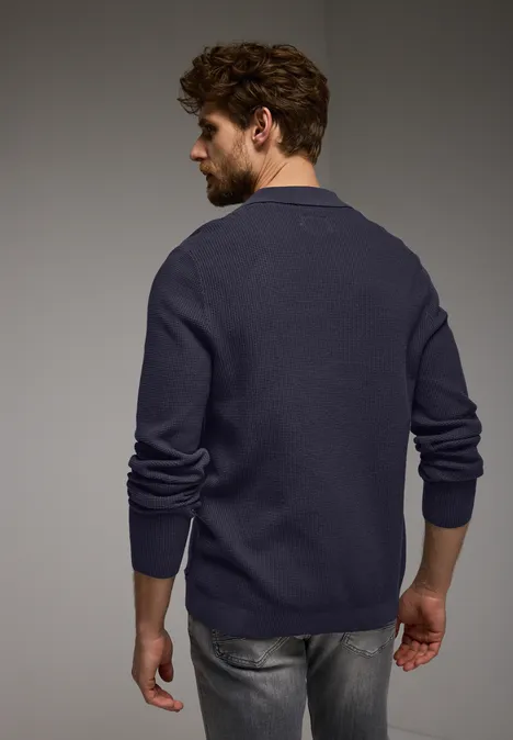 Struktur-Poloshirt night blue