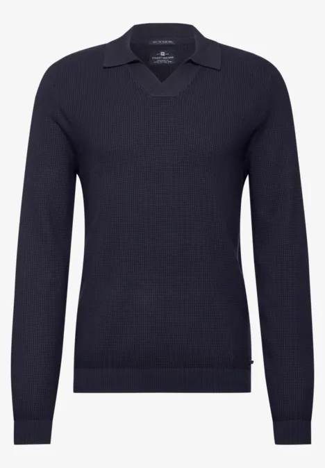 Struktur-Poloshirt night blue