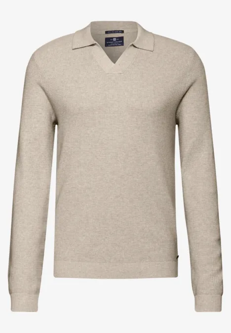 Struktur-Poloshirt granite beige