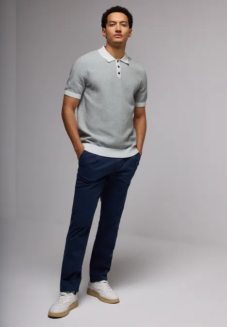 Tweekleurig gestructureerd poloshirt silver green