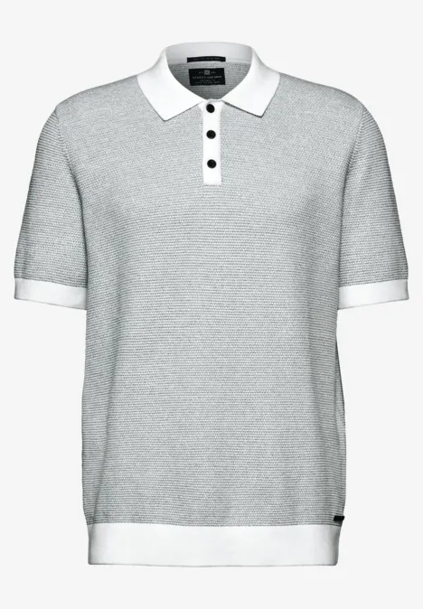 Tweekleurig gestructureerd poloshirt silver green