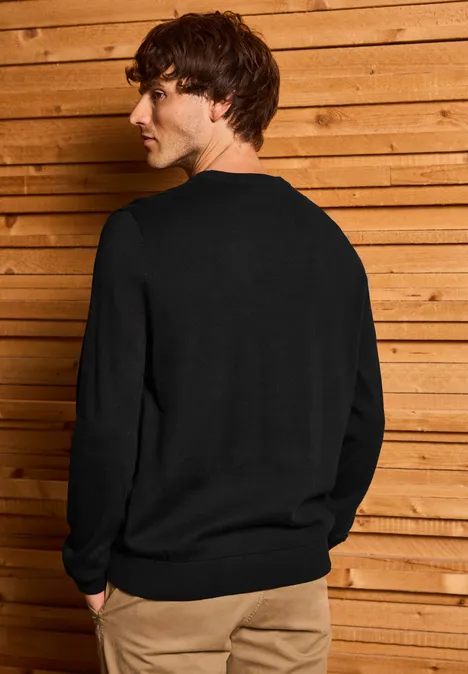 Basic Baumwoll Pullover Black