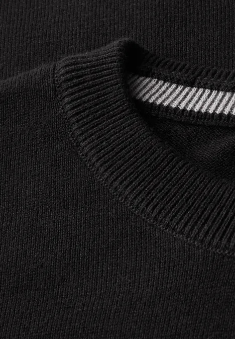 Basic Baumwoll Pullover Black