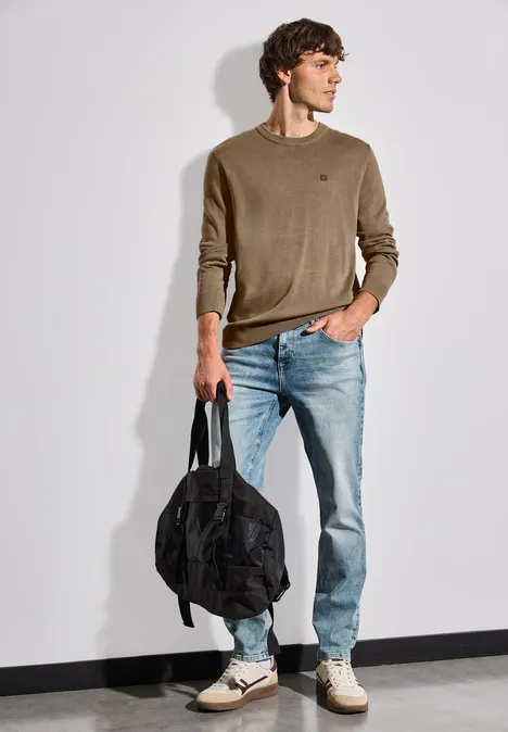 Basic Baumwoll Pullover dull brown