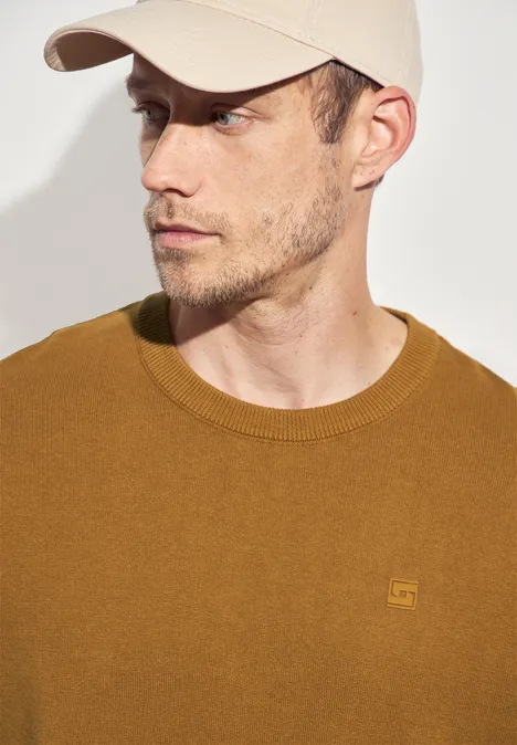 Basic Baumwoll Pullover golden yellow