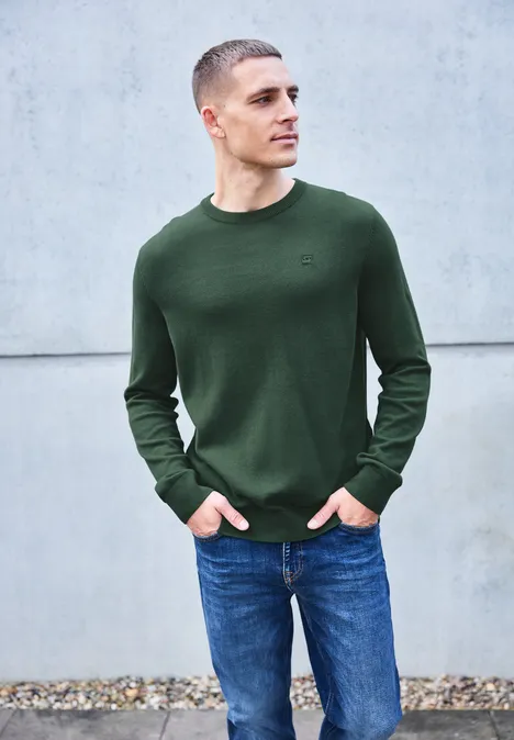 Basic katoenen trui soft olive green