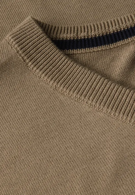 Basic V-Neck Strickpullover dull brown