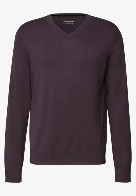 Basic V-Neck Strickpullover bordeaux red