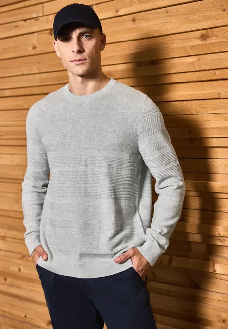 Pull à rayures structurées frost grey melange