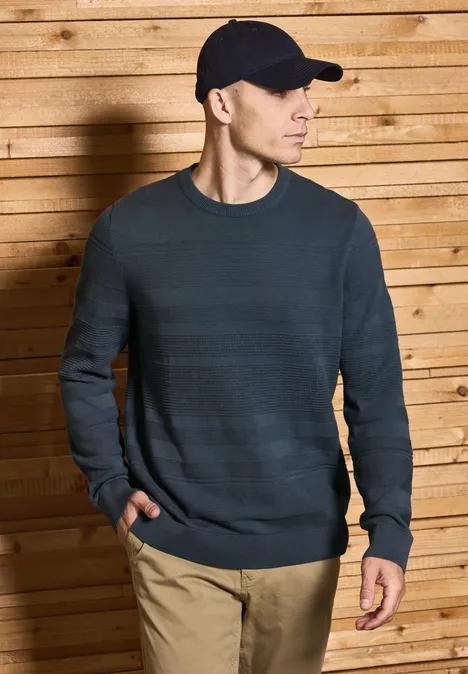 Pull à rayures structurées dusk blue
