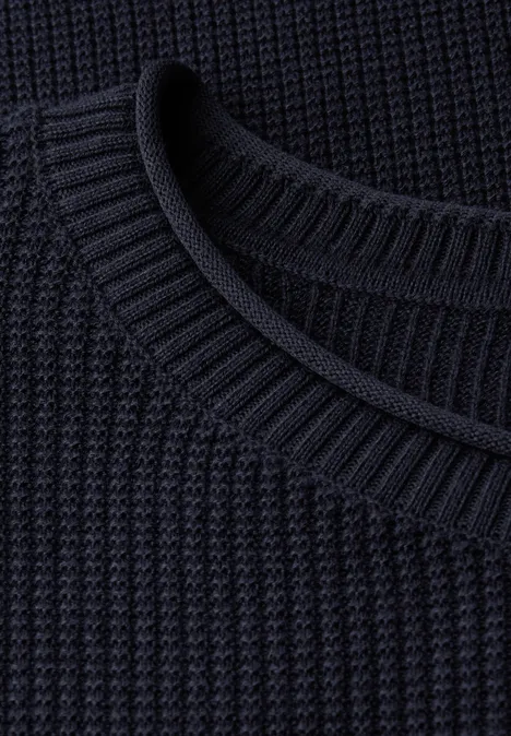 Rundhals Strukturpullover night blue