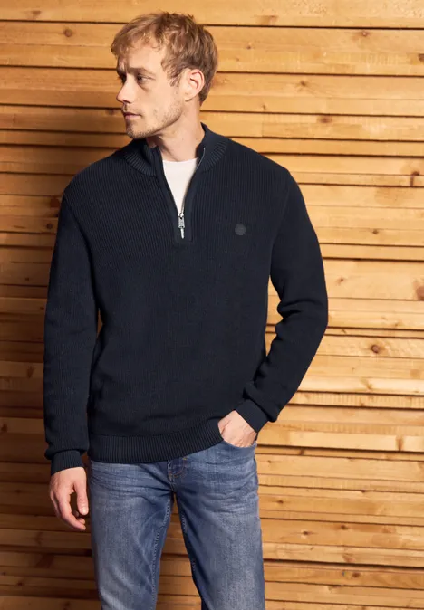 Baumwollpullover mit Zipper night blue