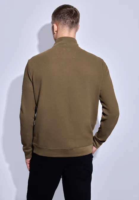 Strukturpullover mit Troyer ash brown