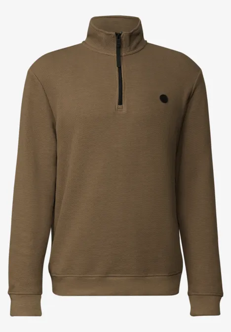 Strukturpullover mit Troyer ash brown