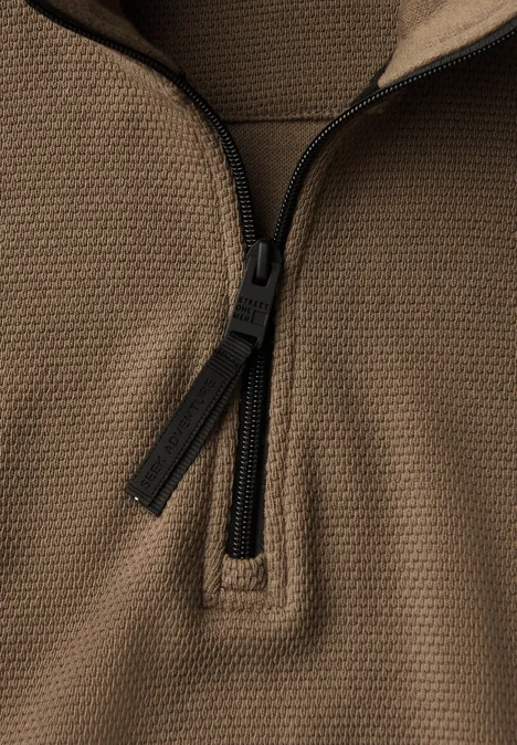 Strukturpullover mit Troyer ash brown