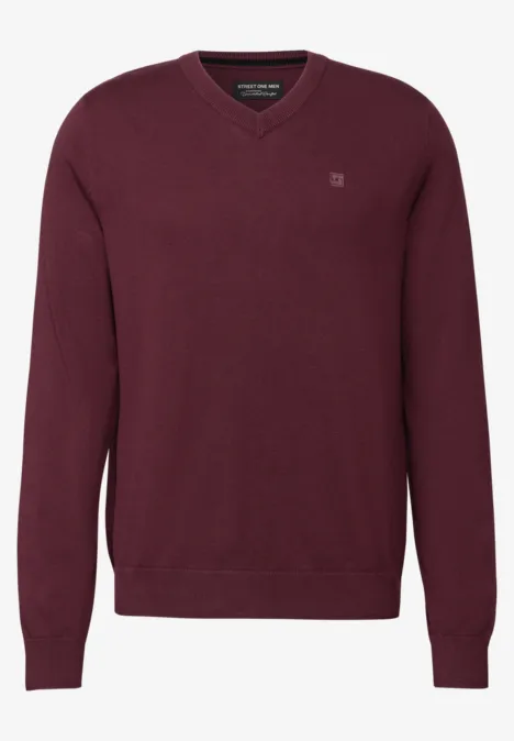 Basic gebreide trui met V-hals vintage red