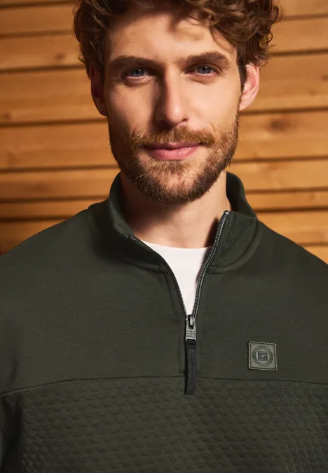 Troyer Strukturpullover dark olive green