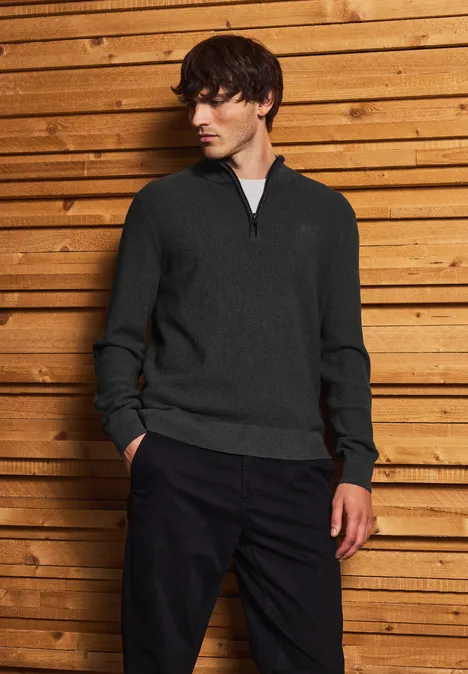 Troyer Strukturpullover anthra grey melange
