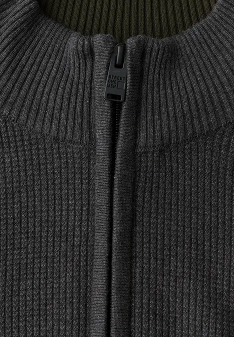 Troyer Strukturpullover anthra grey melange