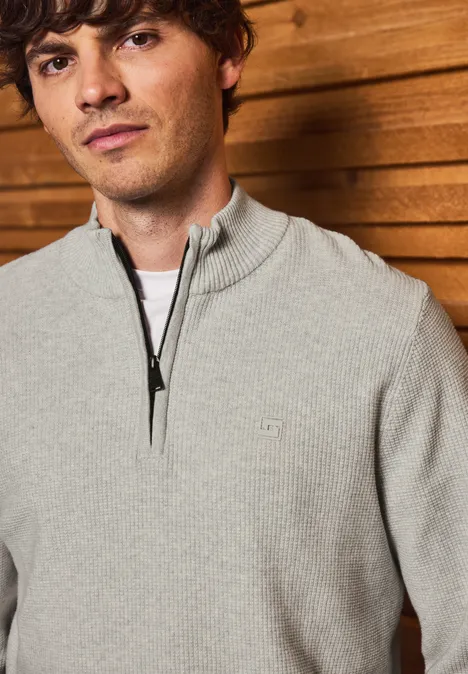 Troyer Strukturpullover frost grey melange